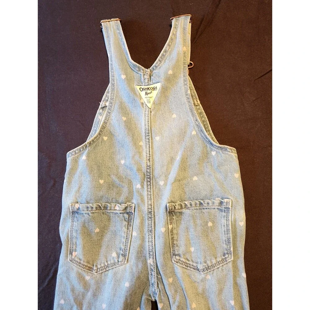 Oshkosh Overalls Girls Youth 2T Denim Bib Hearts Country Girl Rockabilly